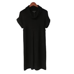 NWT Banana Republic Black Merino Wool Short Sleeve‎ Empire Turtleneck Dress Sz M